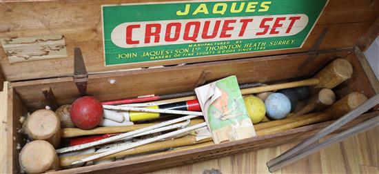 A boxed Jacques croquet set